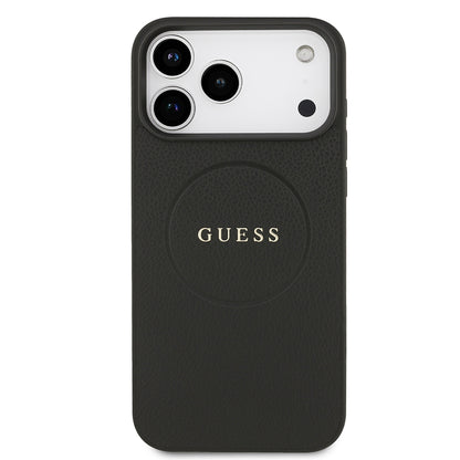 iPhone 17 Pro Max Kılıf Guess Orijinal Lisanslı M-safe Şarj Özellikli Yazı Logolu PU Deri Kılıf
