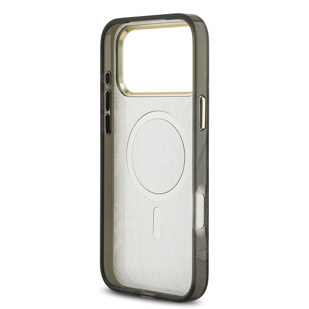 iPhone 17 Pro Max Kılıf Guess Orijinal Lisanslı M-safe Şarj Özellikli Yazı Logolu Python Desenli Kılıf