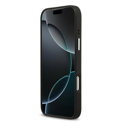 iPhone 17 Pro Max Kılıf Guess Orijinal Lisanslı Metal Kamera Çerçeveli Metal Büyük 4G ve Yazı Logolu PU Deri Kılıf