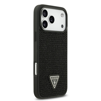 iPhone 17 Pro Max Kılıf Guess Orijinal Lisanslı Taşlı Arka Yüzey Üçgen Logolu Kılıf