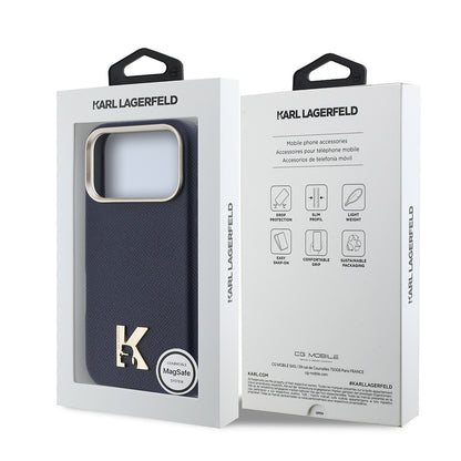 iPhone 17 Pro Max Kılıf Karl Lagerfeld Orijinal Lisanslı M-safe Şarj Özellikli Gold Kamera Çerçeveli KHEAD Metal Logolu PU Deri Kılıf
