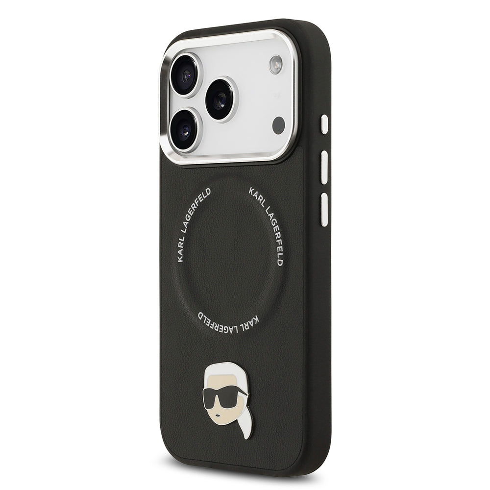 iPhone 17 Pro Max Kılıf Karl Lagerfeld Orijinal Lisanslı M-safe Şarj Özellikli Metal Kamera ve Buton Tasarımlı Karl PU Deri Kılıf