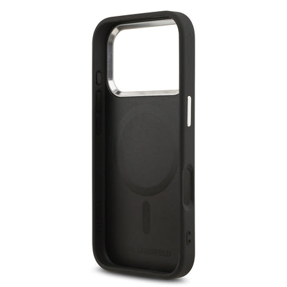 iPhone 17 Pro Max Kılıf Karl Lagerfeld Orijinal Lisanslı M-safe Şarj Özellikli Metal Kamera ve Buton Tasarımlı Karl PU Deri Kılıf