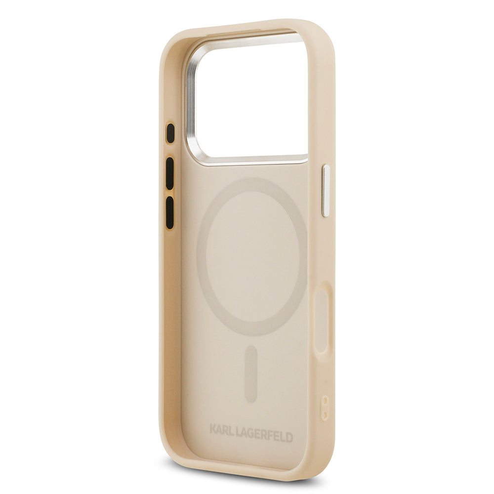 iPhone 17 Pro Max Kılıf Karl Lagerfeld Orijinal Lisanslı M-safe Şarj Özellikli Metal Kamera ve Buton Tasarımlı K&C PU Deri Kılıf