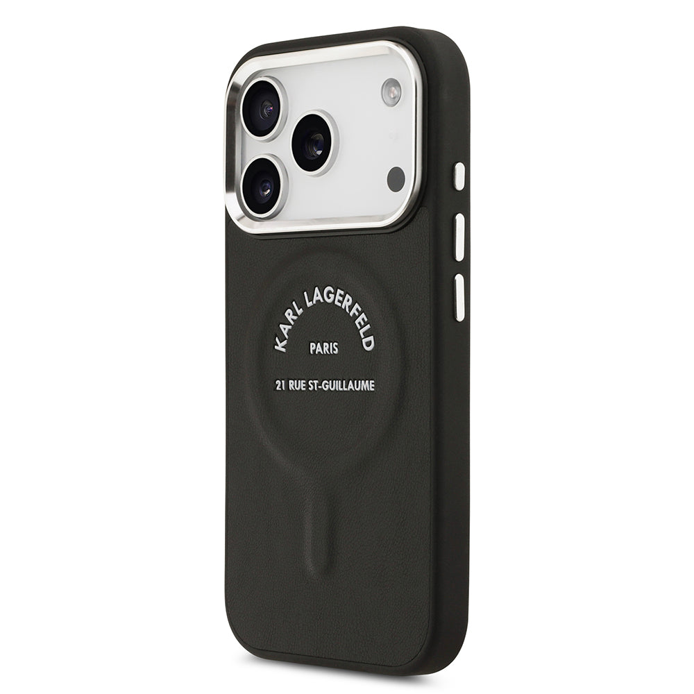 iPhone 17 Pro Max Kılıf Karl Lagerfeld Orijinal Lisanslı M-safe Şarj Özellikli Metal Kamera ve Buton Tasarımlı Paris RSG PU Deri Kılıf