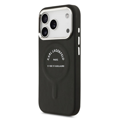 iPhone 17 Pro Max Kılıf Karl Lagerfeld Orijinal Lisanslı M-safe Şarj Özellikli Metal Kamera ve Buton Tasarımlı Paris RSG PU Deri Kılıf