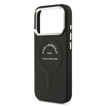 iPhone 17 Pro Max Kılıf Karl Lagerfeld Orijinal Lisanslı M-safe Şarj Özellikli Metal Kamera ve Buton Tasarımlı Paris RSG PU Deri Kılıf