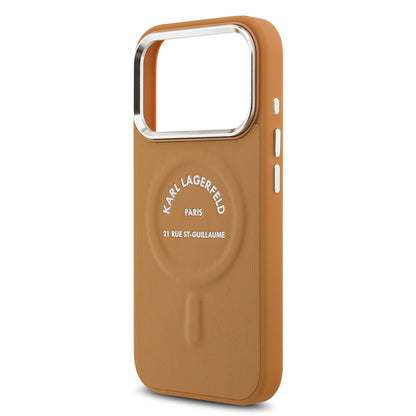 iPhone 17 Pro Max Kılıf Karl Lagerfeld Orijinal Lisanslı M-safe Şarj Özellikli Metal Kamera ve Buton Tasarımlı Paris RSG PU Deri Kılıf