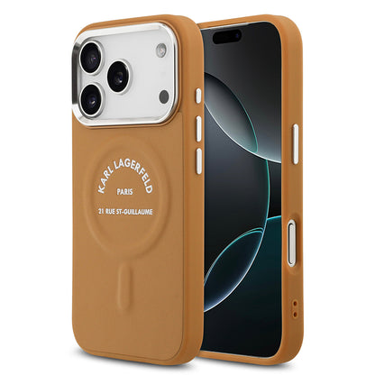 iPhone 17 Pro Max Kılıf Karl Lagerfeld Orijinal Lisanslı M-safe Şarj Özellikli Metal Kamera ve Buton Tasarımlı Paris RSG PU Deri Kılıf