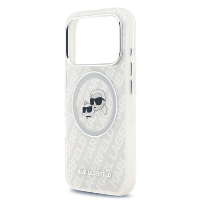 iPhone 17 Pro Max Kılıf Karl Lagerfeld Orijinal Lisanslı Parlayan Simli Karl & Choupette Heads Kılıf