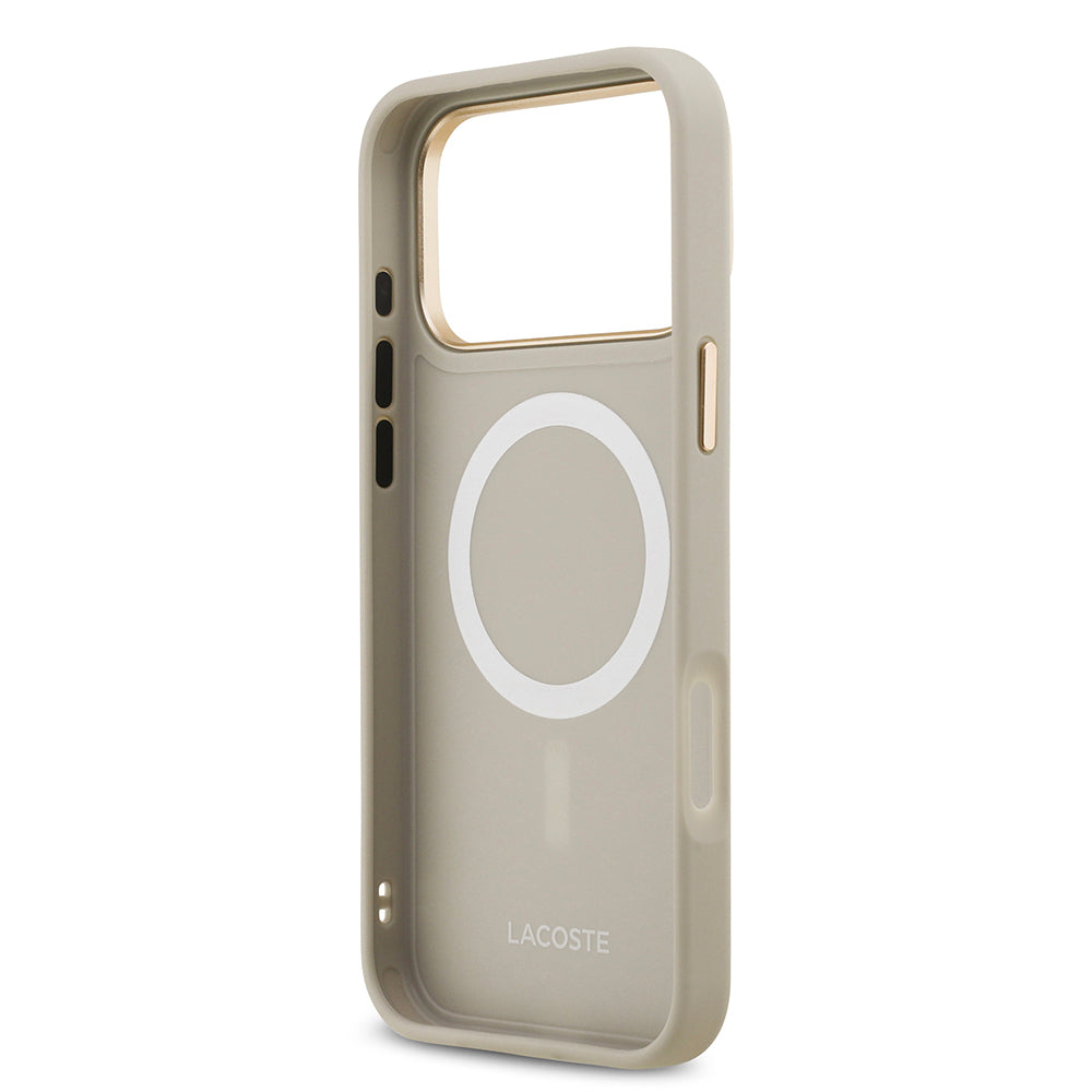 iPhone 17 Pro Max Kılıf Lacoste Orijinal Lisanslı M-safe Şarj Özellikli Champs Elysees PU Deri Tasarımlı Kılıf