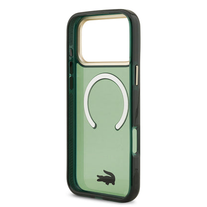 iPhone 17 Pro Max Kılıf Lacoste Orijinal Lisanslı M-safe Şarj Özellikli Gold Timsah Logolu Buzlu Kılıf