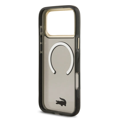 iPhone 17 Pro Max Kılıf Lacoste Orijinal Lisanslı M-safe Şarj Özellikli Gold Timsah Logolu Buzlu Kılıf