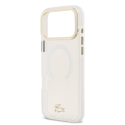 iPhone 17 Pro Max Kılıf Lacoste Orijinal Lisanslı M-safe Şarj Özellikli Gold Timsah Logolu Buzlu Kılıf