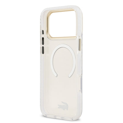 iPhone 17 Pro Max Kılıf Lacoste Orijinal Lisanslı M-safe Şarj Özellikli Gold Timsah Logolu Buzlu Kılıf