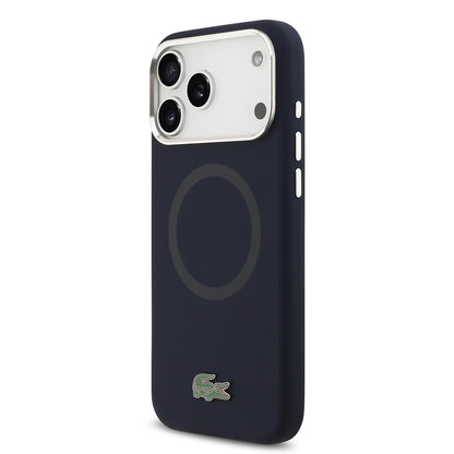 iPhone 17 Pro Max Kılıf Lacoste Orijinal Lisanslı M-safe Şarj Özellikli İkonik Logolu Metal Kamera Çerçeveli Silikon Kılıf