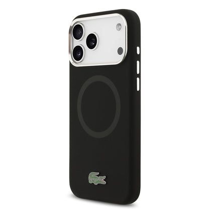 iPhone 17 Pro Max Kılıf Lacoste Orijinal Lisanslı M-safe Şarj Özellikli İkonik Logolu Metal Kamera Çerçeveli Silikon Kılıf