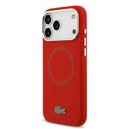 iPhone 17 Pro Max Kılıf Lacoste Orijinal Lisanslı M-safe Şarj Özellikli İkonik Logolu Metal Kamera Çerçeveli Silikon Kılıf