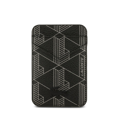 iPhone 17 Pro Max Kılıf Lacoste Orijinal Lisanslı M-safe Şarj Özellikli PU Deri Tasarımlı Kartlıklı Karışık Monogram Desenli Kılıf