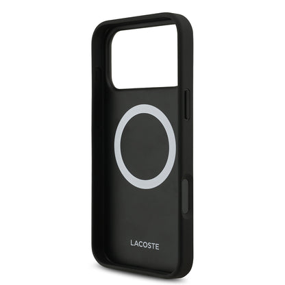 iPhone 17 Pro Max Kılıf Lacoste Orijinal Lisanslı M-safe Şarj Özellikli PU Deri Tasarımlı Metal Logolu Kılıf