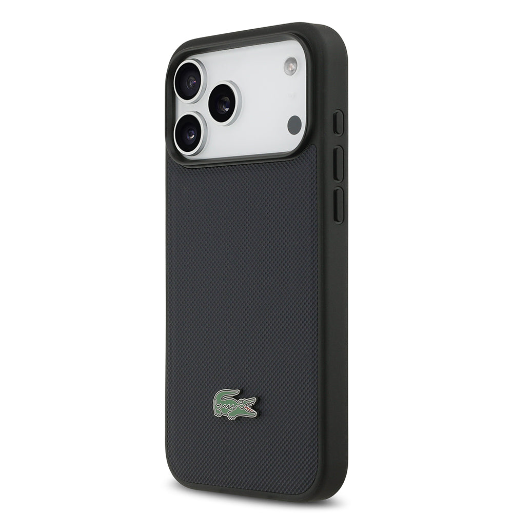 iPhone 17 Pro Max Kılıf Lacoste Orijinal Lisanslı M-safe Şarj Özellikli PU Pike Desenli Metal Logolu Kılıf