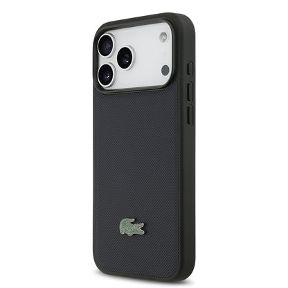 iPhone 17 Pro Max Kılıf Lacoste Orijinal Lisanslı M-safe Şarj Özellikli PU Pike Desenli Metal Logolu Kılıf