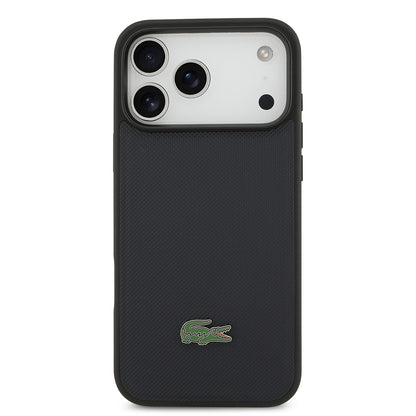 iPhone 17 Pro Max Kılıf Lacoste Orijinal Lisanslı M-safe Şarj Özellikli PU Pike Desenli Metal Logolu Kılıf