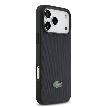 iPhone 17 Pro Max Kılıf Lacoste Orijinal Lisanslı M-safe Şarj Özellikli PU Pike Desenli Metal Logolu Kılıf