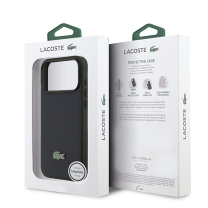 iPhone 17 Pro Max Kılıf Lacoste Orijinal Lisanslı M-safe Şarj Özellikli PU Pike Desenli Metal Logolu Kılıf