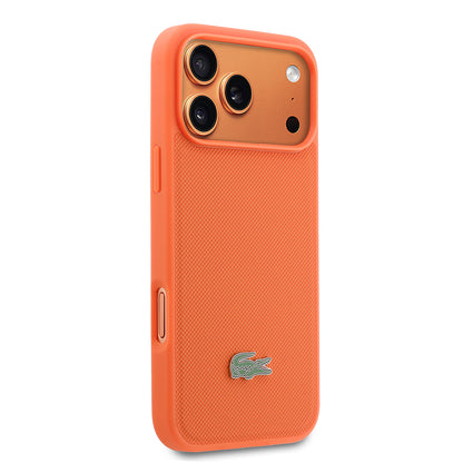 iPhone 17 Pro Max Kılıf Lacoste Orijinal Lisanslı M-safe Şarj Özellikli PU Pike Desenli Metal Logolu Kılıf