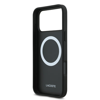 iPhone 17 Pro Max Kılıf Lacoste Orijinal Lisanslı M-safe Şarj Özellikli PU Pike Desenli Metal Logolu Kartlıklı Kılıf