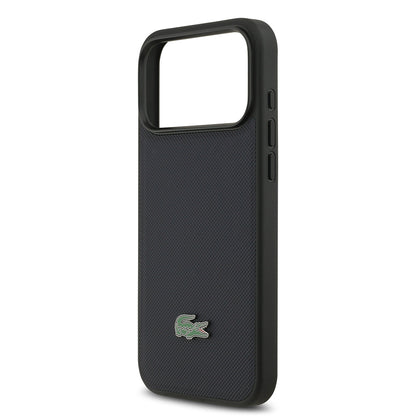 iPhone 17 Pro Max Kılıf Lacoste Orijinal Lisanslı M-safe Şarj Özellikli PU Pike Desenli Metal Logolu Kartlıklı Kılıf