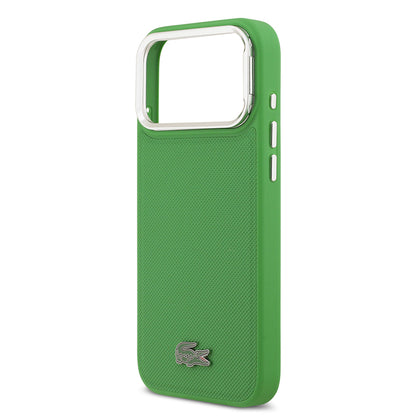 iPhone 17 Pro Max Kılıf Lacoste Orijinal Lisanslı M-safe Şarj Özellikli PU Pike Desenli Standlı Metal Logolu Kılıf