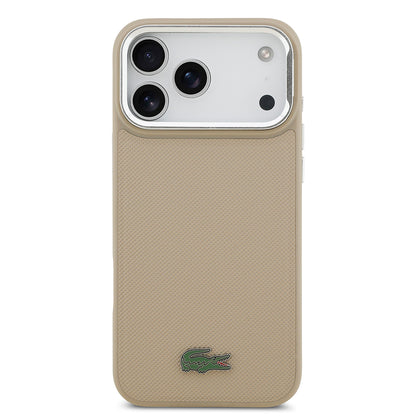 iPhone 17 Pro Max Kılıf Lacoste Orijinal Lisanslı M-safe Şarj Özellikli PU Pike Desenli Standlı Metal Logolu Kılıf