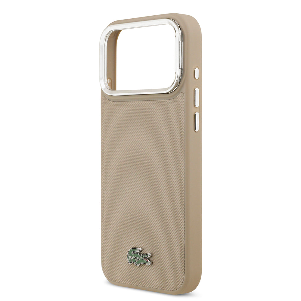 iPhone 17 Pro Max Kılıf Lacoste Orijinal Lisanslı M-safe Şarj Özellikli PU Pike Desenli Standlı Metal Logolu Kılıf