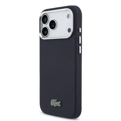 iPhone 17 Pro Max Kılıf Lacoste Orijinal Lisanslı M-Safe Şarj Özellikli PVC Pike Desenli Arka Yüzey İkonik Timsah Dokuma Logolu Kılıf
