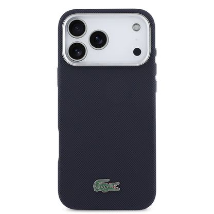 iPhone 17 Pro Max Kılıf Lacoste Orijinal Lisanslı M-Safe Şarj Özellikli PVC Pike Desenli Arka Yüzey İkonik Timsah Dokuma Logolu Kılıf