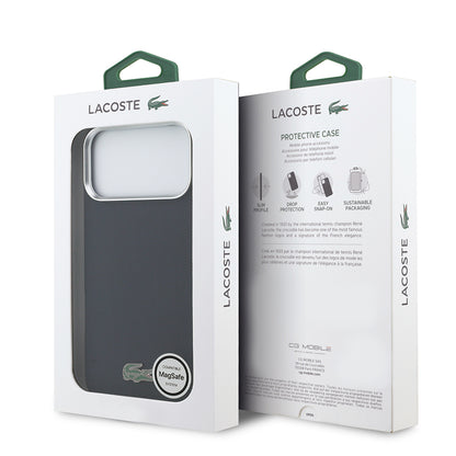 iPhone 17 Pro Max Kılıf Lacoste Orijinal Lisanslı M-Safe Şarj Özellikli PVC Pike Desenli Arka Yüzey İkonik Timsah Dokuma Logolu Kılıf