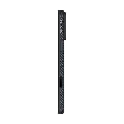 iPhone 17 Pro Max Kılıf M-safe Şarj Özellikli 1500D Aramid Fiber Pitaka Military-Grade Classic Serisi Black-Grey Twill Kılıf