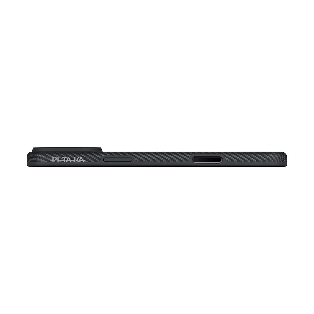 iPhone 17 Pro Max Kılıf M-safe Şarj Özellikli 1500D Aramid Fiber Pitaka Military-Grade Classic Serisi Black-Grey Twill Kılıf