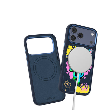 iPhone 17 Pro Max Kılıf M-safe Şarj Özellikli 3D Baskılı Tasarım Mutural Graffiti Serisi Kılıf