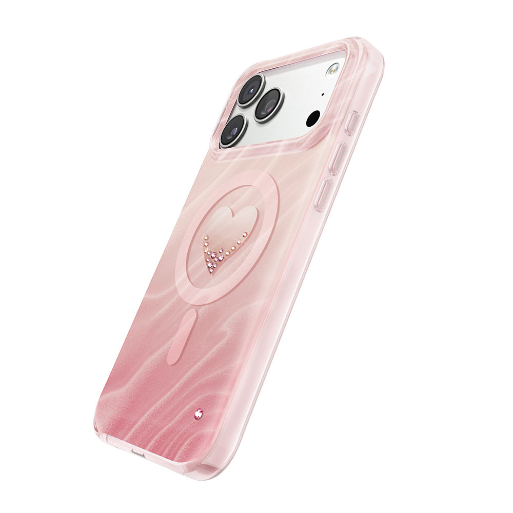 iPhone 17 Pro Max Kılıf M-Safe Şarj Özellikli Orijinal Swarovski Taşlı Zore Paris Rovix Sert PC Kılıf