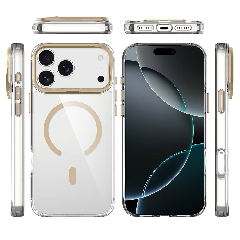 iPhone 17 Pro Max Kılıf M-safe Şarj Özellikli Airbagli Kamera Standlı Zore Azor Kılıf