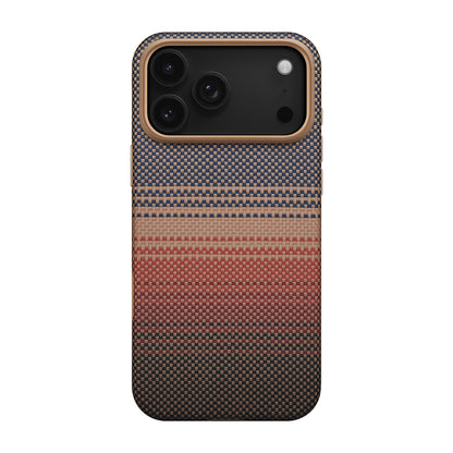 iPhone 17 Pro Max Kılıf M-safe Şarj Özellikli Aramid Fiber Pitaka Military-Grade Sunset-Moonrise Serisi Sunset Kılıf