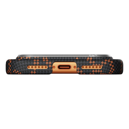 iPhone 17 Pro Max Kılıf M-safe Şarj Özellikli Aramid Fiber Pitaka Tactile Woven Monogram Serisi Kılıf