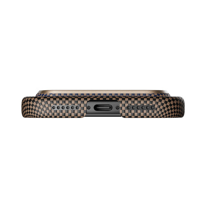 iPhone 17 Pro Max Kılıf M-safe Şarj Özellikli Aramid Fiber Pitaka Tactile Woven Sunset-Moonrise Serisi Sunset Kılıf