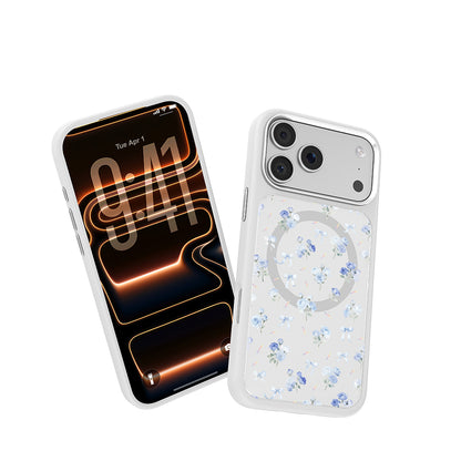 iPhone 17 Pro Max Kılıf M-safe Şarj Özellikli Çiçek Tasarımlı Mutural Flower Serisi Kılıf