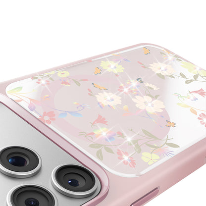 iPhone 17 Pro Max Kılıf M-safe Şarj Özellikli Çiçek Tasarımlı Mutural Flower Serisi Kılıf