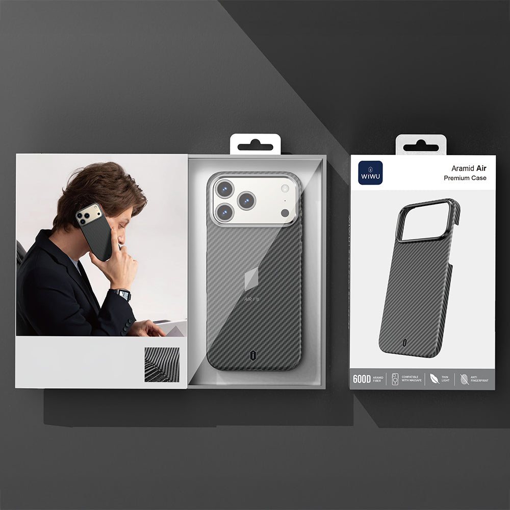 iPhone 17 Pro Max Kılıf M-safe Şarj Özellikli Kamera Standlı Wiwu DCC-206 Aramid Air Kılıf