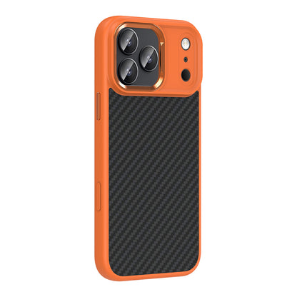 iPhone 17 Pro Max Kılıf M-Safe Şarj Özellikli Karbon Fiber Görünümlü Zore Truva Silikon Kılıf